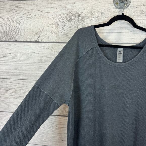 Mono B Plus Size Active Gray Waffle Knit Long Sleeve Top Size 3XL - Picture 3 of 7